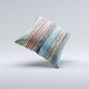 Chipped Pastel Paint on Wood Ink-Fuzed Decorative Throw Pillow