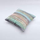 Chipped Pastel Paint on Wood Ink-Fuzed Decorative Throw Pillow