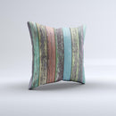 Chipped Pastel Paint on Wood Ink-Fuzed Decorative Throw Pillow