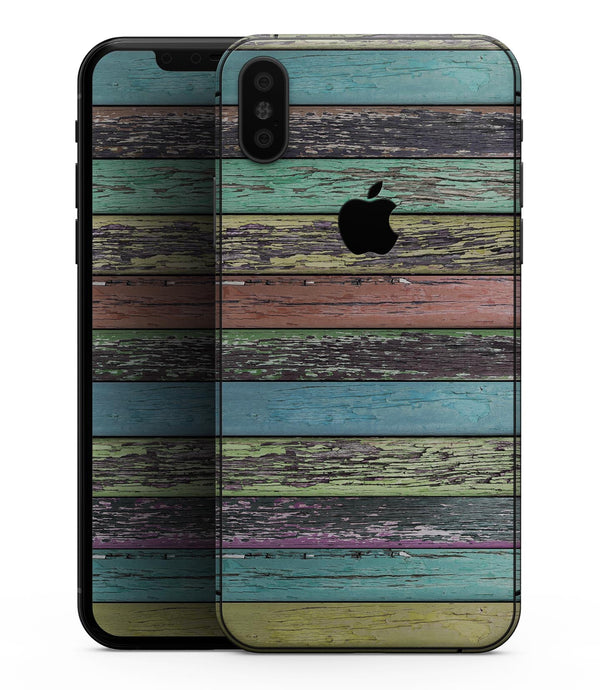 Chipped Pastel Paint on Wood - iPhone XS MAX, XS/X, 8/8+, 7/7+, 5/5S/SE Skin-Kit (All iPhones Available)