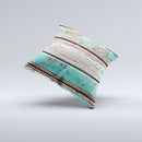 Chipped Teal Paint On Wood Ink-Fuzed Decorative Throw Pillow