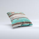 Chipped Teal Paint On Wood Ink-Fuzed Decorative Throw Pillow