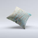 Chipped Teal Paint on Aged Wood ink-Fuzed Decorative Throw Pillow