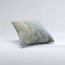 Chipped Teal Paint on Aged Wood ink-Fuzed Decorative Throw Pillow