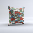 Choppy 3d Red Green Zigzag Pattern ink-Fuzed Decorative Throw Pillow