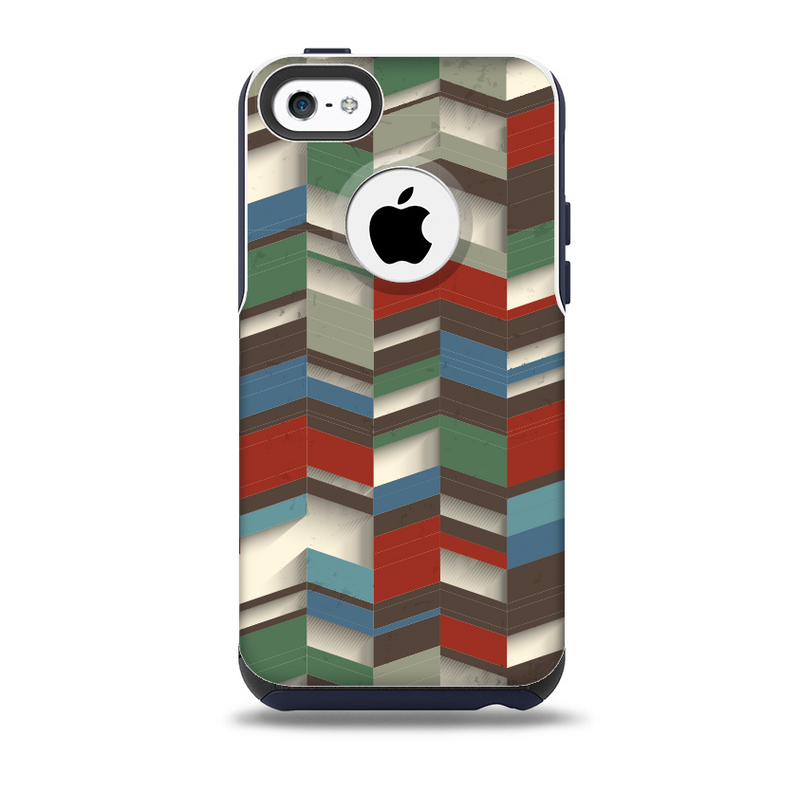 Choppy 3d Red & Green Zigzag Pattern Skin for the iPhone 5c OtterBox Commuter Case