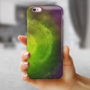 Circled Dark Absorbed Watercolor Texture iPhone 6/6s or 6/6s Plus 2-Piece Hybrid INK-Fuzed Case