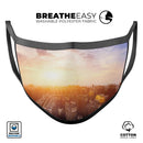 Cityscape at Sunset - Made in USA Mouth Cover Unisex Anti-Dust Cotton Blend Reusable & Washable Face Mask with Adjustable Sizing for Adult or Child