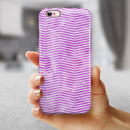 Clouded Purple Grunge Over White Chevron iPhone 6/6s or 6/6s Plus 2-Piece Hybrid INK-Fuzed Case