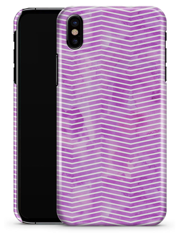 Clouded Purple Grunge Over White Chevron - iPhone X Clipit Case