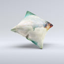 Cloudy Abstract Green Nebula Ink-Fuzed Decorative Throw Pillow