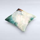Cloudy Abstract Green Nebula Ink-Fuzed Decorative Throw Pillow
