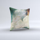 Cloudy Abstract Green Nebula Ink-Fuzed Decorative Throw Pillow