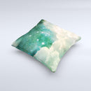 Cloudy Grunge Green Universe Ink-Fuzed Decorative Throw Pillow