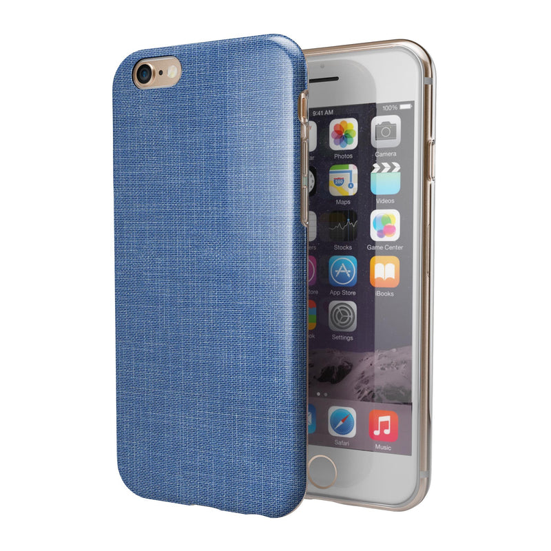 Cobalt Scratched Fabric Surface iPhone 6/6s or 6/6s Plus 2-Piece Hybrid INK-Fuzed Case