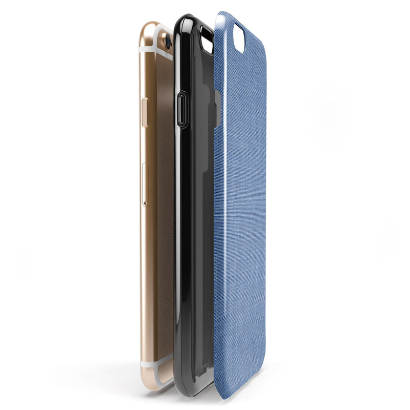 Cobalt Scratched Fabric Surface iPhone 6/6s or 6/6s Plus 2-Piece Hybrid INK-Fuzed Case