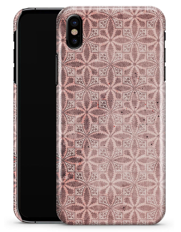 Cocoa and Light Pink Floral Cross Pattern - iPhone X Clipit Case