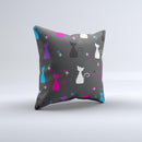 Color Vector Cats Ink-Fuzed Decorative Throw Pillow