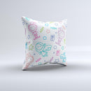 Colored Happy Doodle Angels and Elves Ink-Fuzed Decorative Throw Pillow