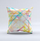 Colorful Abstract Plaid Intersect ink-Fuzed Decorative Throw Pillow