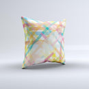 Colorful Abstract Plaid Intersect ink-Fuzed Decorative Throw Pillow