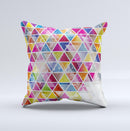 Colorful Abstract Stacked Triangles Ink-Fuzed Decorative Throw Pillow