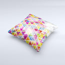 Colorful Abstract Stacked Triangles Ink-Fuzed Decorative Throw Pillow
