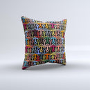 Colorful Anchor Vector Collage Pattern ink-Fuzed Decorative Throw Pillow