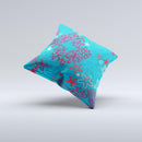 Colorful Blue and Red Starfish Shapes ink-Fuzed Decorative Throw Pillow