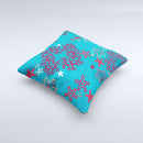 Colorful Blue and Red Starfish Shapes ink-Fuzed Decorative Throw Pillow