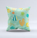 Colorful Bright Saltwater Fish ink-Fuzed Decorative Throw Pillow