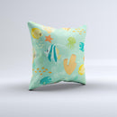 Colorful Bright Saltwater Fish ink-Fuzed Decorative Throw Pillow