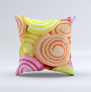 Colorful Candy Swirls ink-Fuzed Decorative Throw Pillow