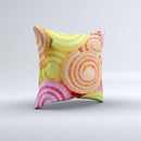 Colorful Candy Swirls ink-Fuzed Decorative Throw Pillow