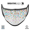 Colorful Falling Blocks Over White - Made in USA Mouth Cover Unisex Anti-Dust Cotton Blend Reusable & Washable Face Mask with Adjustable Sizing for Adult or Child