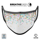 Colorful Falling Confetti Over White - Made in USA Mouth Cover Unisex Anti-Dust Cotton Blend Reusable & Washable Face Mask with Adjustable Sizing for Adult or Child