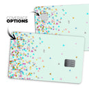 Colorful Falling Triangles Over Mint - Premium Protective Decal Skin-Kit for the Apple Credit Card