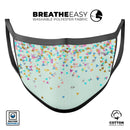 Colorful Falling Triangles Over Mint - Made in USA Mouth Cover Unisex Anti-Dust Cotton Blend Reusable & Washable Face Mask with Adjustable Sizing for Adult or Child