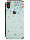 Colorful Falling Triangles Over Mint - iPhone X Skin-Kit