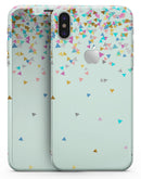 Colorful Falling Triangles Over Mint - iPhone X Skin-Kit