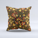 Colorful Floral Pattern with Strawberries ink-Fuzed Decorative Throw Pillow