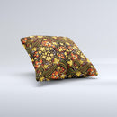 Colorful Floral Pattern with Strawberries ink-Fuzed Decorative Throw Pillow