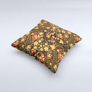 Colorful Floral Pattern with Strawberries ink-Fuzed Decorative Throw Pillow