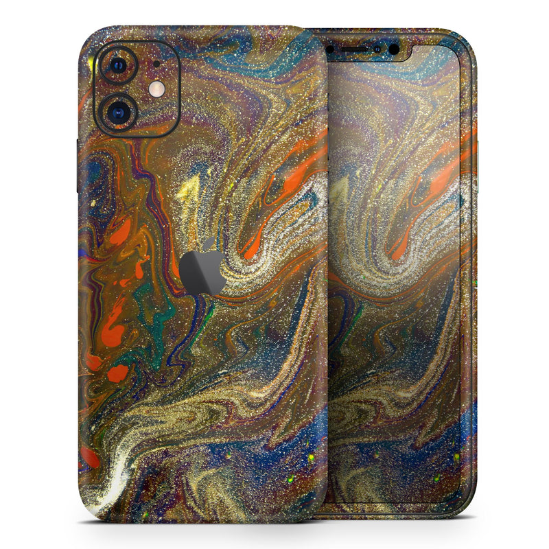 Colorful Gold Mixed Acrylic // Skin-Kit compatible with the Apple iPhone 14, 13, 12, 12 Pro Max, 12 Mini, 11 Pro, SE, X/XS + (All iPhones Available)