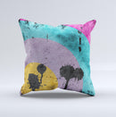 Colorful Grunge Target ink-Fuzed Decorative Throw Pillow