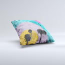 Colorful Grunge Target ink-Fuzed Decorative Throw Pillow