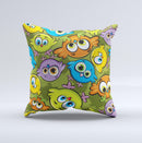 Colorful Highlighted Cartoon Birds Ink-Fuzed Decorative Throw Pillow