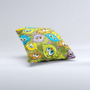 Colorful Highlighted Cartoon Birds Ink-Fuzed Decorative Throw Pillow
