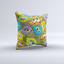 Colorful Highlighted Cartoon Birds Ink-Fuzed Decorative Throw Pillow