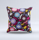 Colorful Hugged Vector Leaves and Flowers ink-Fuzed Decorative Throw Pillow